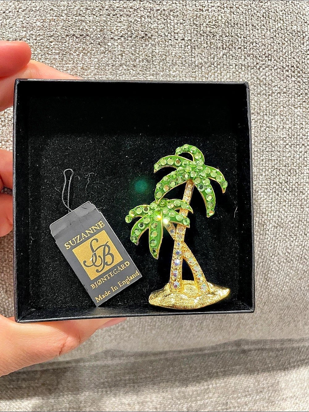Suzanne Bjontégard Palm Tree Brooch Green & Gold Brooch NWT